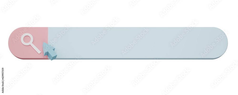 Poster minimal search bar element with arrow cursor isolated on transparent background. searching for websi