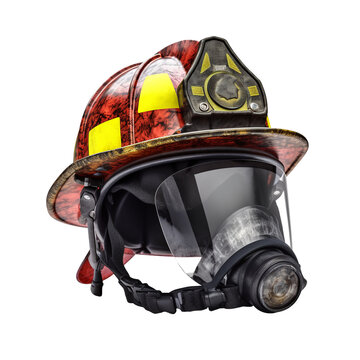 Fireman modern helmet on transparent background