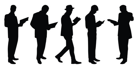 Reading Book man Silhouettes Vector illustration