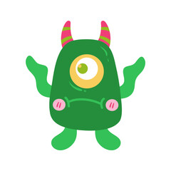 Cute Monsters Vector Illustration.  Creature cartoon character drawings. Monsters illustration. Alien clip art. Creepy critter graphic collection.