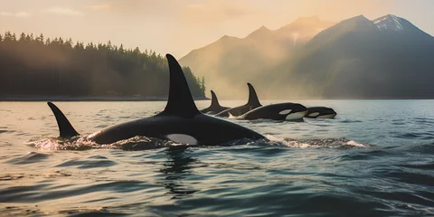 Crédence de cuisine en verre imprimé Orca Seasonal changes bring extra challenges to resident killer whales generative ai
