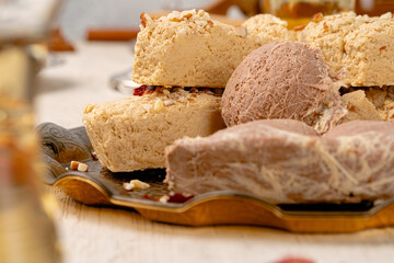 Close up of a turkish dessert halva