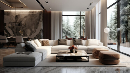 Fototapeta na wymiar modern living room with sofa, Generative Ai