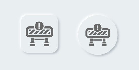 Road block solid icon in neomorphic design style. Barrier signs vector illustration.