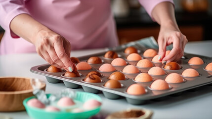 Obraz premium A person is putting batter, Bright photography , HD Background