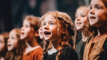 Fototapeta premium Children Actors Boys And Girls Perform, Bright photography , HD Background