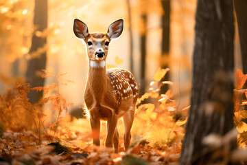 deer in the woods autumn season ai generated art 