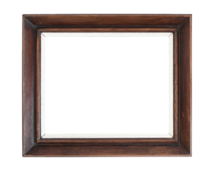 Vintage wooden blank picture frame mockup isolated in transparent PNG, empty mock-up old wood frame - isolated design element