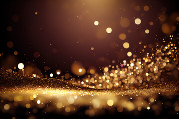 Dark shiny golden glitter background