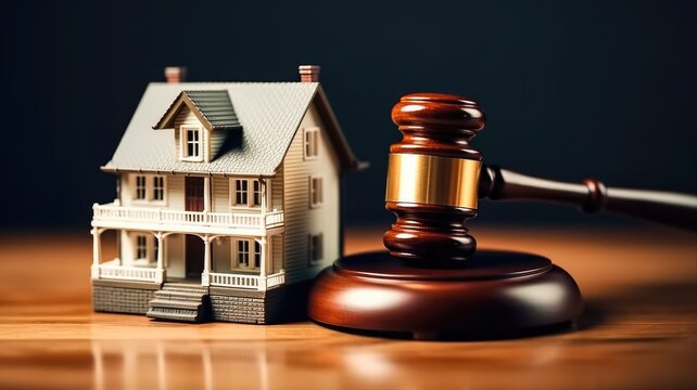 Judge auction and real estate concept, Gavel justice hammer and House model, Real Estate Property Auction Or Foreclosure Litigation.