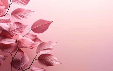 Pink Flowers on pink background with copy space