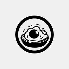 Fried egg omelette black icon on white background