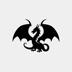 vector illustration, set of dragon tattoo designs, black and white graphics