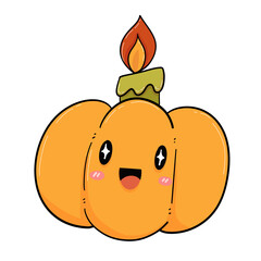 candle and pumpkin