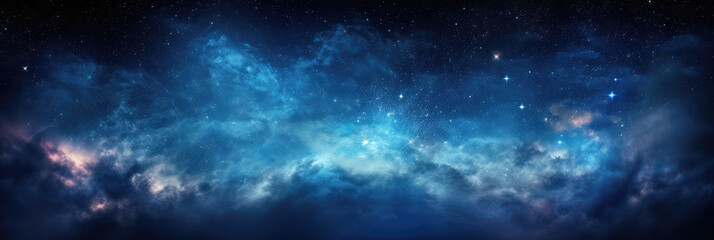 Fototapeta premium Wide blue nebula starry sky technology sci-fi background material