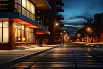 Fototapeta na wymiar empty street with modernist building