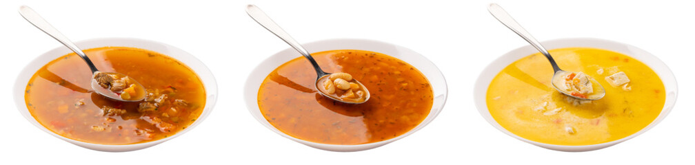 Set of different type of soup