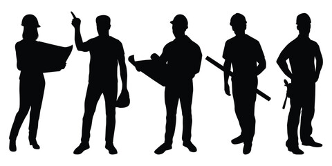 Construction Workers or Labor silhouettes vector illustration