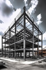 steel frame structure of a building under construction