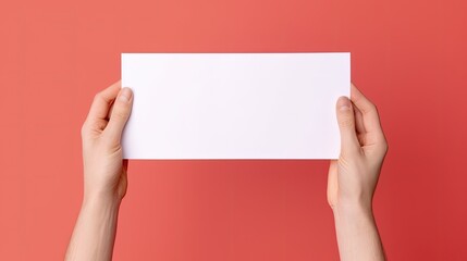 Plain White, Flat, Horizontal Sheet of Paper with Hands Up