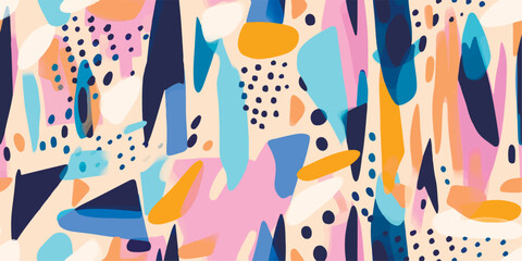 Colorful hand drawn trendy abstract illustration print. Contemporary creative collage pattern.
