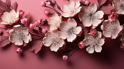 Fototapeta na wymiar Abstract Pink Floral Design Background Banner