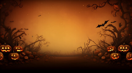 Halloween background with pumpkin and bat have photos frame