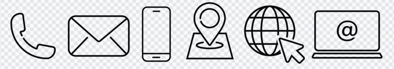 Contacts Related Vector Line Icons Collection. Pictogram Set.
