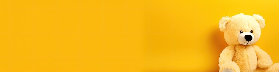 Fototapeta premium Teddy Bear Yellow Fashion Clothing Backdrop With Copyspace Generative AI
