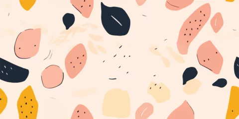 Gordijnen Hand drawn minimalist cute abstract fruit pattern. Collage contemporary print. Fashionable template for design. © Eli Berr