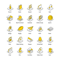 Education icons set. school icons set. university icons. such as pencil, book, online education, ebook, student, etc