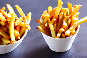french fries on a white background. Generative AI