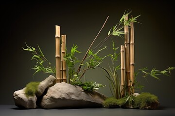 bamboo and stone arrangement for zen-like atmosphere