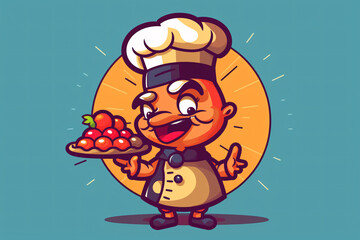 Colorful Thanksgiving Celebration of Joy and Happiness with Cartoon Turkey as a chef