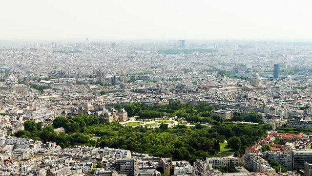 In an aerial view, the Jardin du Luxembourg in Paris, France