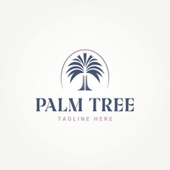 Fototapeta na wymiar minimalist luxury tropical palm tree icon logo template vector illustration design. simple modern travelers, vacationers, nature lovers, and resorts logo concept
