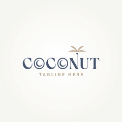 minimalist coconut palm tree typography logo template vector illustration design. simple modern travelers, beach lovers, vacation resorts, hotels logotype concept