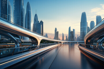 Fototapeta premium empty floor with modern building