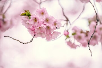 Blossoming cherry tree with pink flowers
