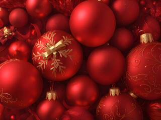 red and gold christmas balls decoration background