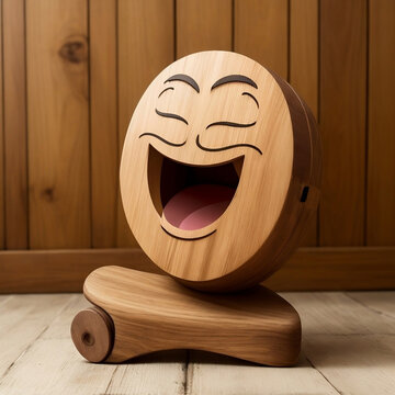 wooden laughing emoji