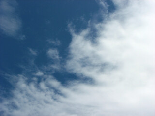 Scattered clouds in the blue sky
