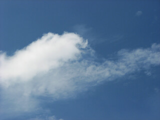 Scattered clouds in the blue sky