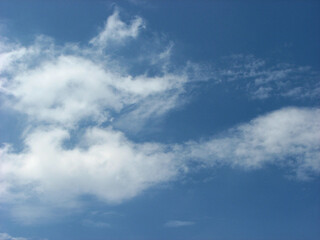 Scattered clouds in the blue sky