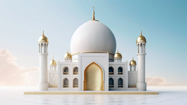 illustration of the beautiful shiny mosque and ramadan islamic architecture