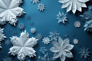 abstract background with ice flowers christmas background paper art 