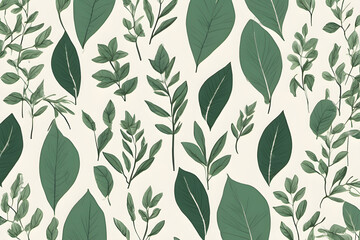 green plant and leafs pattern pencil hand drawn