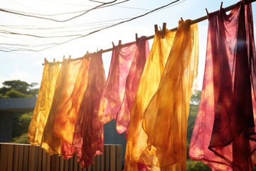close-up of eco-friendly fabric drying in sun
