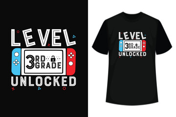 Hello 3rd Grade Level Unlocked Video Game Back to School Boy T-Shirt