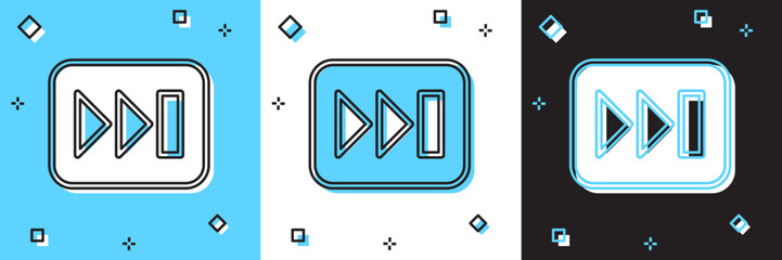 Set Fast forward icon isolated on blue and white, black background. Vector